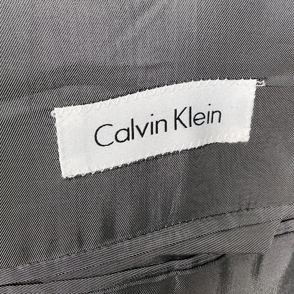 Calvin Klein‎ Suit Men 44 38Wx32L Gray Blue Plaid Wool Union Canada